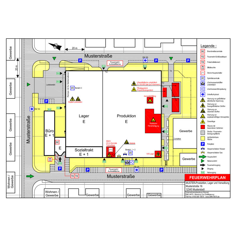 Feuerwehrplan und Zimmerplan nach DIN 14095 und DIN ISO 23601