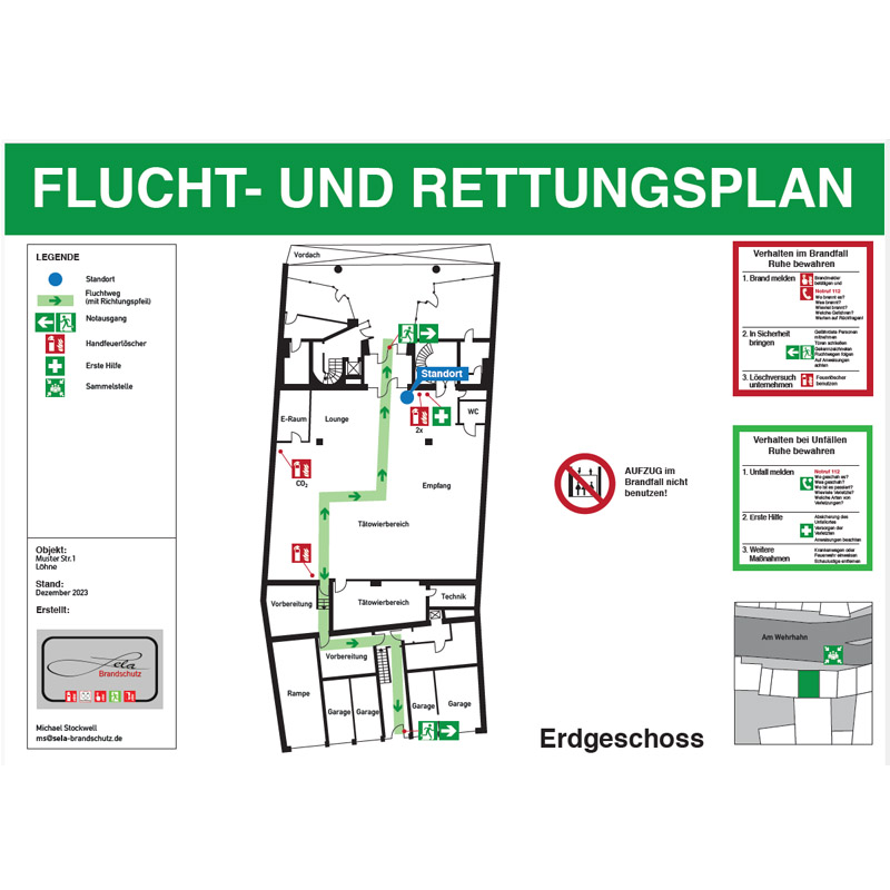 Fluchtplan und Rettungsplan nach DIN ISO 23601